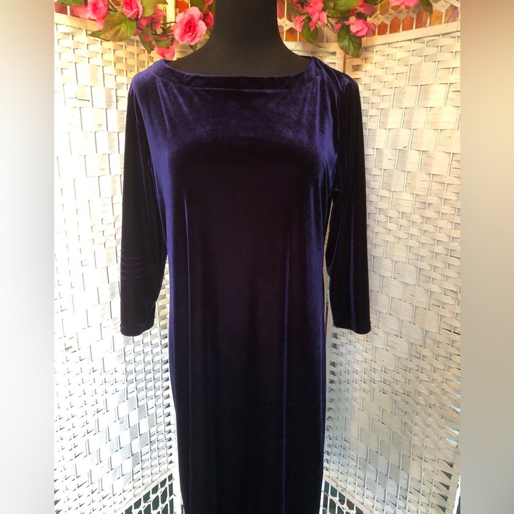 Vtg Kathie Lee Collection Purple Velvet Dress M Vintage Velour 8-10 M